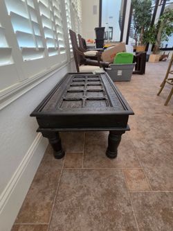 Dark Wood Carved Coffee Table
