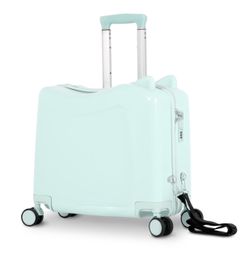 Advwin 20" Ride on Hardshell Suitcase with Spinner Wheels for Kids, Lightweight Trolley Luggage with Carry Strap, Carry on Travel Luggage with Lock, C