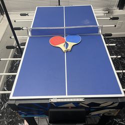 foosball table with table tennis and air hockey