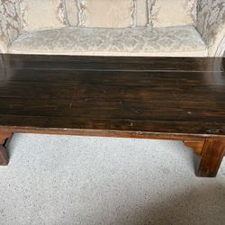 Rustic Solid Wood Coffee Table – Dark Walnut Finish