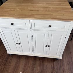 Rolling Kitchen Island / Mobile Prep Cart - Butcher Block Top - Good Condition