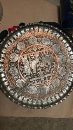 Persian tinned copper tray, often referred to as a "charger" or wall https://offerup.com/redirect/?o=cGxhdGUuSXQ= features intricate hand-engraved rep