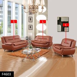 Brown Faux Leather 3-Piece Couch Living Room Sofa