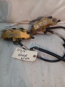 04-05 Suzuki GSXR 600 750 Tokico OEM Front Left And Right Brake Caliper Piston Set W/Brake LINE And Pads