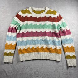 Faherty Colorful Waves Crewneck Women’s Size Large Organic Cotton Sweater #2A