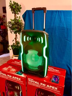 ION ≠ (Total PA Apex) Rechargeable PA Speaker – Wireless Mic, Speaker Stand, Bluetooth, LED Lights