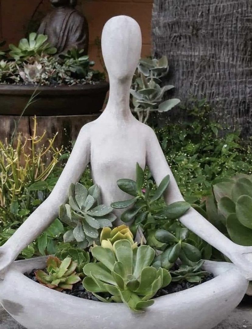 Meditating Zen Yogi Concrete Planter