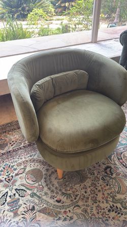 Olive green low back accent chair