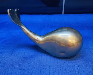 Vintage Solid Brass Whale Figurine 