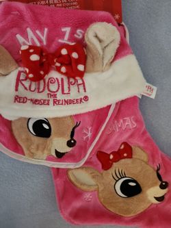 Christmas Stocking Baby Set: Hat, Bib, And Stocking  $15
