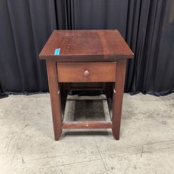 Cherry Tone Wood Nightstand with Single Drawer