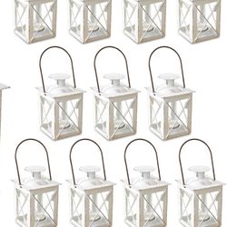 Kate Aspen Decorative Lanterns - Set Of 11- Luminous Distressed Metal Lantern Candle Holders For Wedding, Home Decor And Party - 4.5" H (6.5" H With 