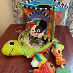 Turtle mirror and baby sensory cube toy