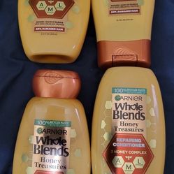 2 Garnier Whole Blends Honey TREASURES 2 Repairing Shampoos 12.5oz & 2 Conditioners 12.5oz For $12/$12 Por Los 4