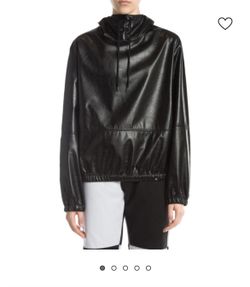 MSGM Faux leather black hoodie pullover sweatshirt 46 XS