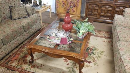 Nice Wooden Paw on Ball Glass Coffee Table