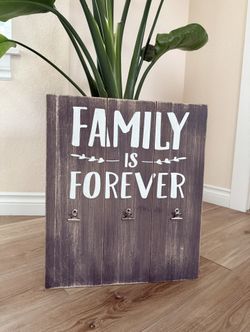 Family is Forever Wall Wood Art, with 3 picture placements in rustic style.