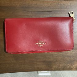 Red leather Coach Wallet