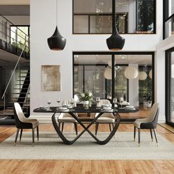 71" Modern Mable Dining Table for 6, Rectangle Dinner Table, Sintered Stone Dinning Room Table with Butterfly Shape Carbon CAST Steel Base(Table Only)