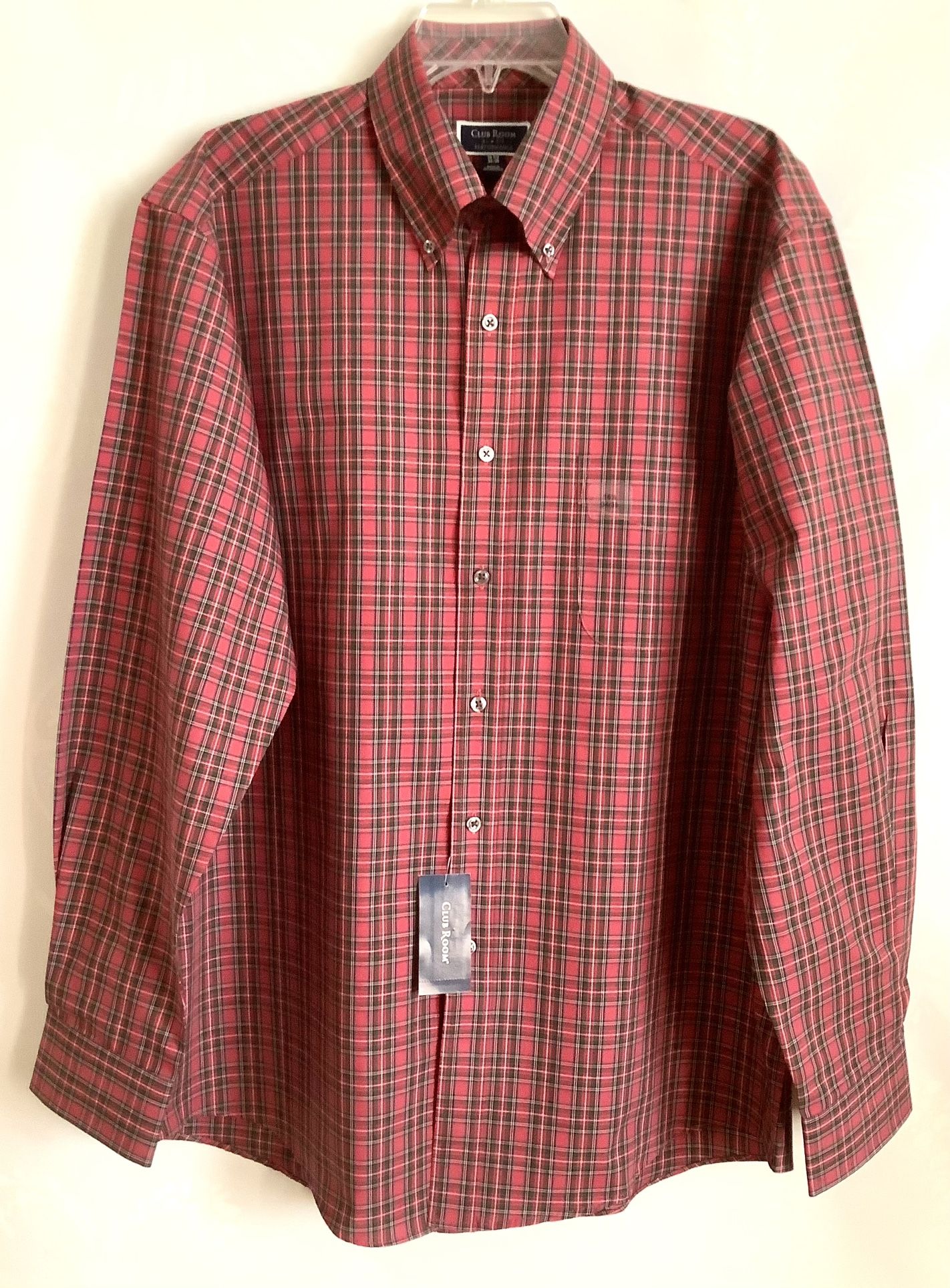 Club Room Men’s Plaid Button Up Shirt Sz (Neck 16” - 16.5”; Sleeve 34/35) NWT