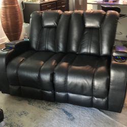 Leather Loveseat Power Recliner 