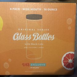 Original Series Glass Bottles With Black Lids And Silicone Liners 