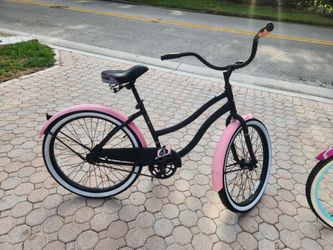Black and Pink Beach Cruiser Bicycle 24inch