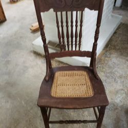 Antique oak carved back chair