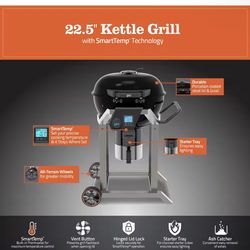 LOCO 22.5 in. SmartTemp Kettle Charcoal Grill in Black with Stand