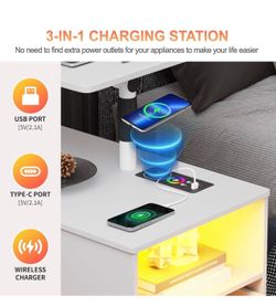 2 Nightstand with Swivel Top And Wireless Charging Station