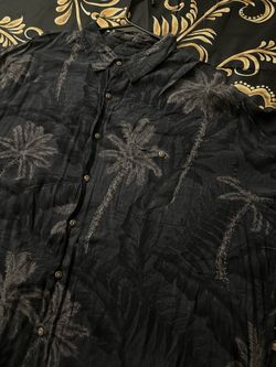 Black Palm Tree Button-Up Hawaiian Shirt