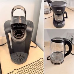 Keurig Coffee Maker + Mr. Coffee Machine + Electric Kettle Bundle