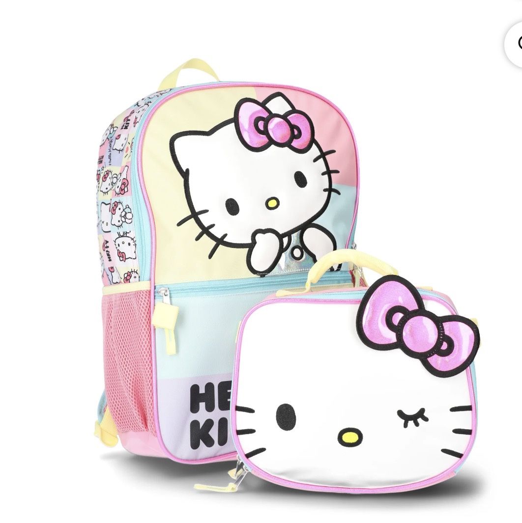 New Sanrio Hello Kitty Backpack With Lunch Bag Attached