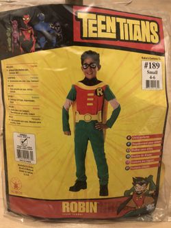 TEEN TITANS ROBIN COSTUME BOYS SZ SMALL 4-6 HALLOWEEN LIKE NEW