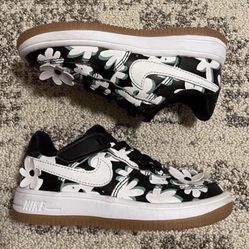 Nike Force 1 Low LV8 EasyOn Toddler Shoes (Black/Spring Green/Gum 