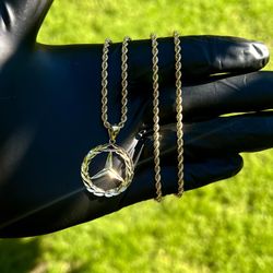 Yellow Gold 10k Chain & “Mercedes”  Pendant