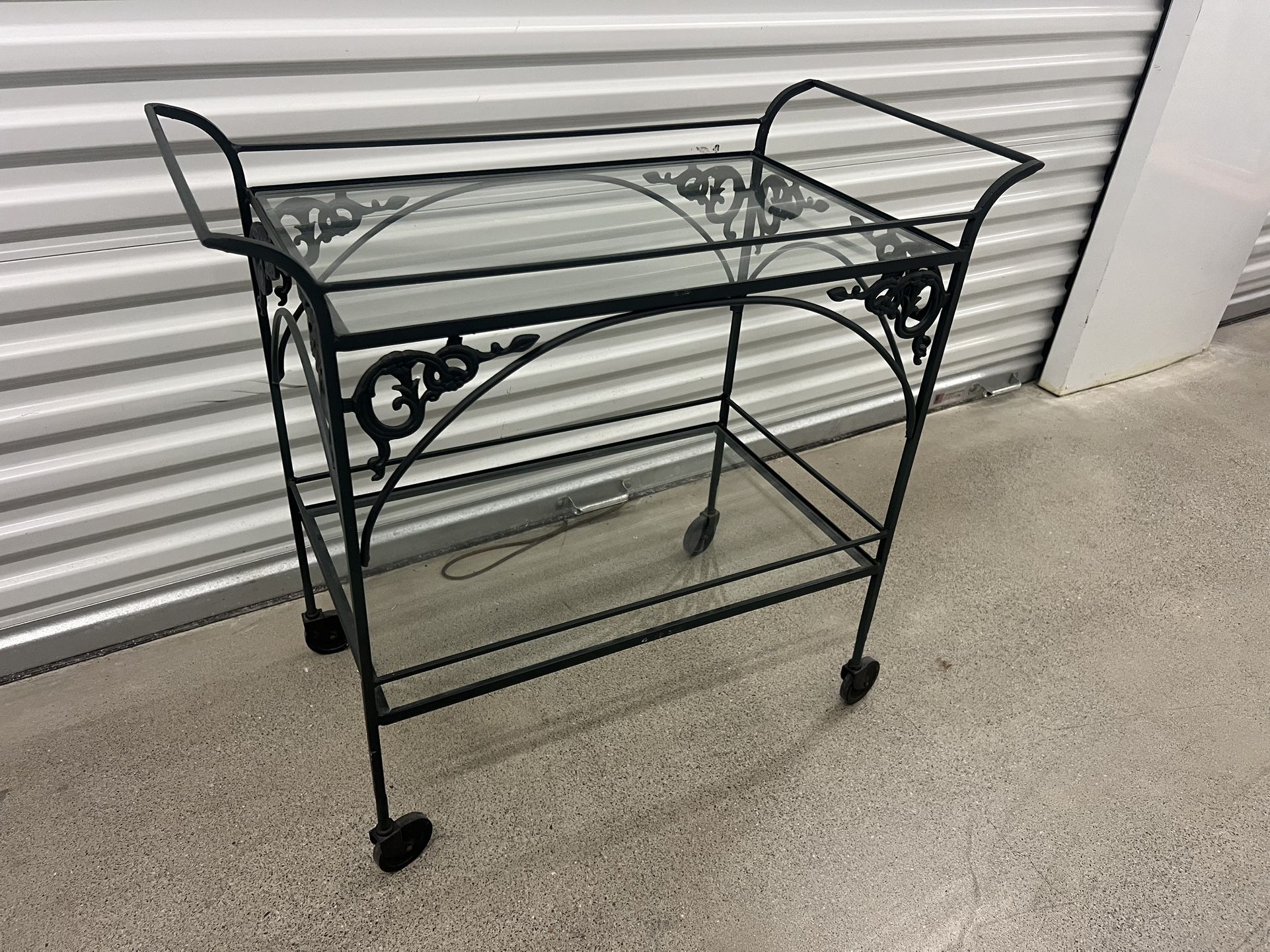 VINTAGE WROUGH IRON BAR CART