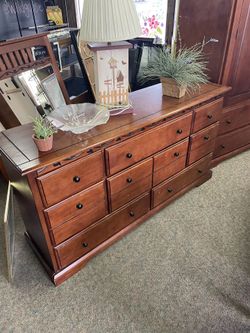 Wooden Dresser With Mirror 
