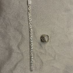 Silver Diamond Cut Bracelt N Ring 