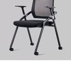 YCKEGEW Office Chairs Ergonomic, Student Chair with Arm,Mesh Folding Computer Desk Chair Mid Back Support,Training Chair with Wheels,Soft Seat Cushion