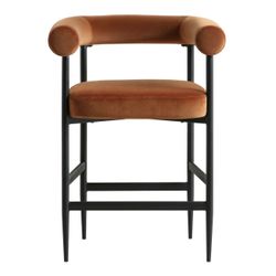 Counter Height Stool - Rust Velvet