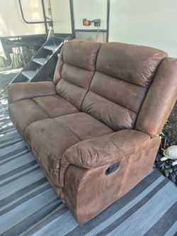 Brown suede recliner