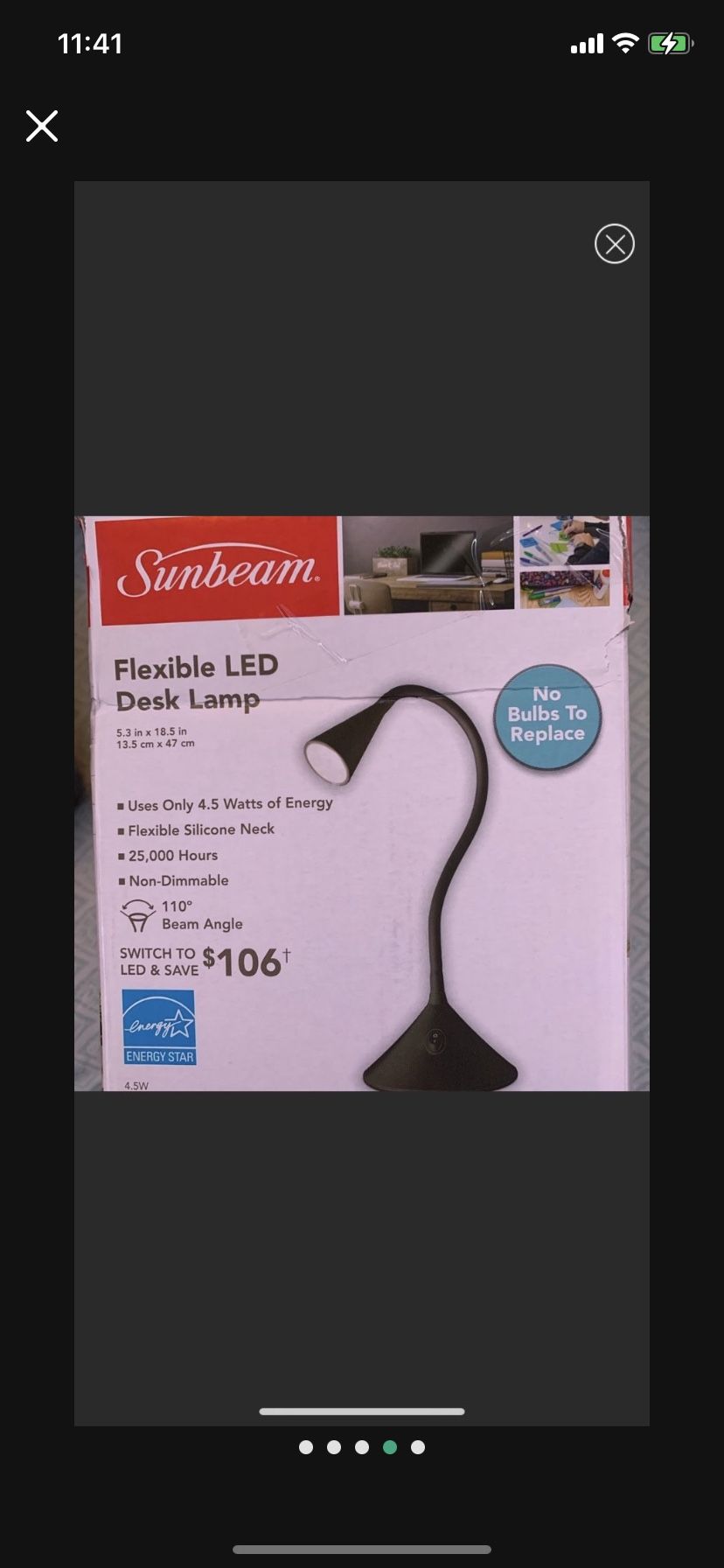 NIB SUNBEAM LED FLEXIBLE DESK LAMP BLACK 