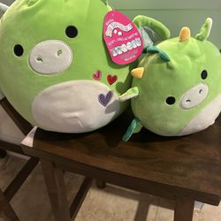 2 Squishmallow Mint Green Dragons - Desmund 