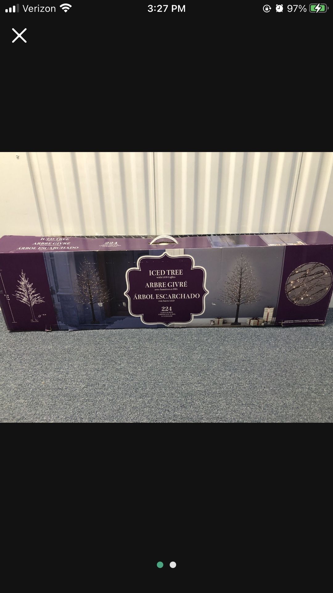 New In Box 7 Ft Holiday Tree 224 LED Lights Lit Lighting Christmas Solstice Decor Outdoor