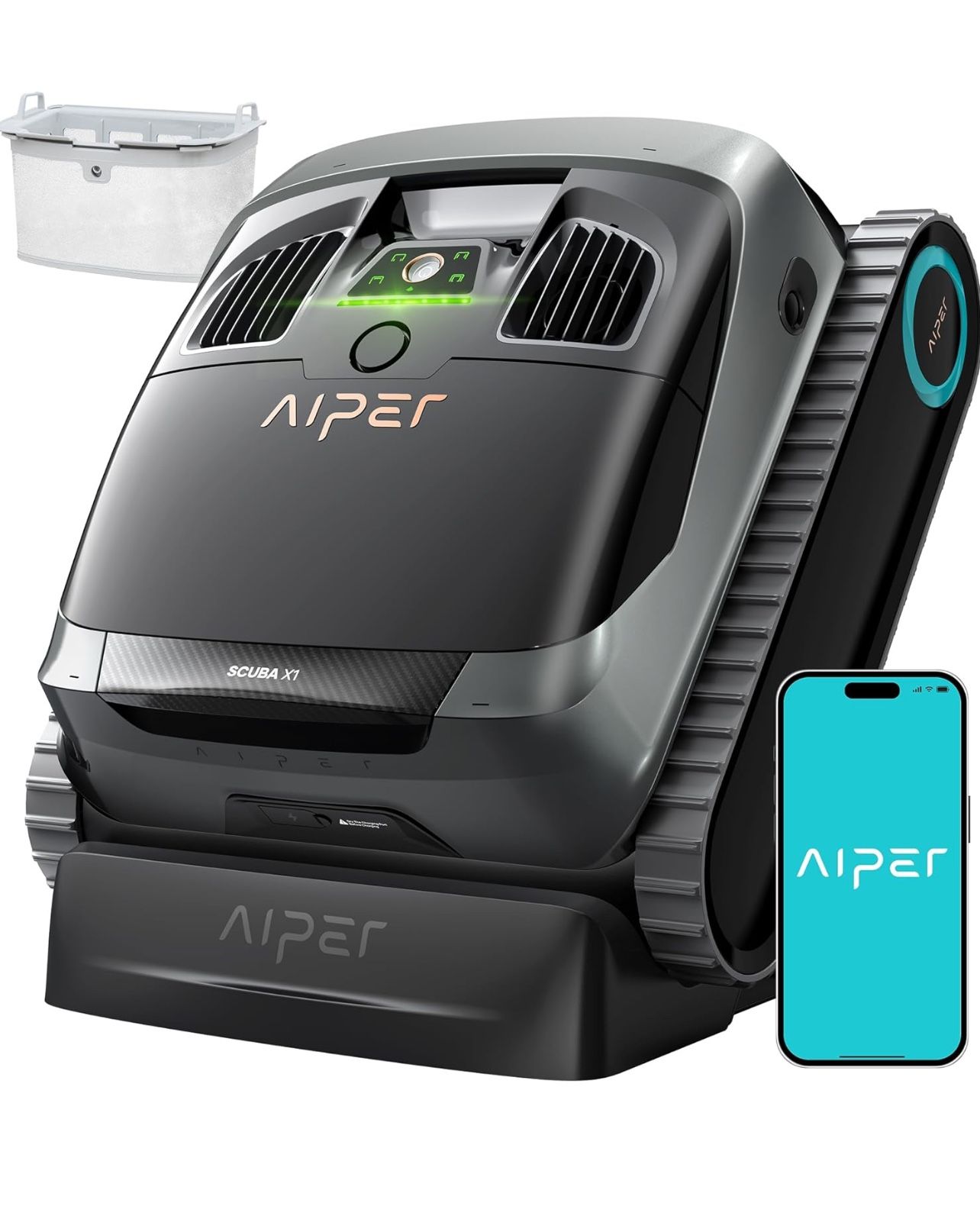 (Upgrade) AIPER Scuba X1 Cordless Robotic Pool Cleaner, 6600 GPH High-Power Suction with Dual-Jet, Multi-Layer Filtration System, Horizontal Waterline