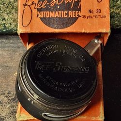 Vintage Perrine Mfg. Co. Free Stripping No. 30 Automatic Fly Fishing Reel w/ Box