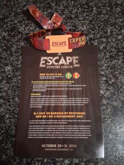 Escape Psycho Circus 2026 Festival Wristband