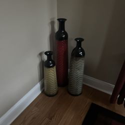 3 Metal Vases