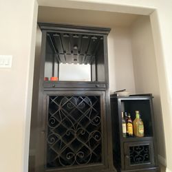 Wine Rack/ Bar With Side Cabinet For Fridge. 